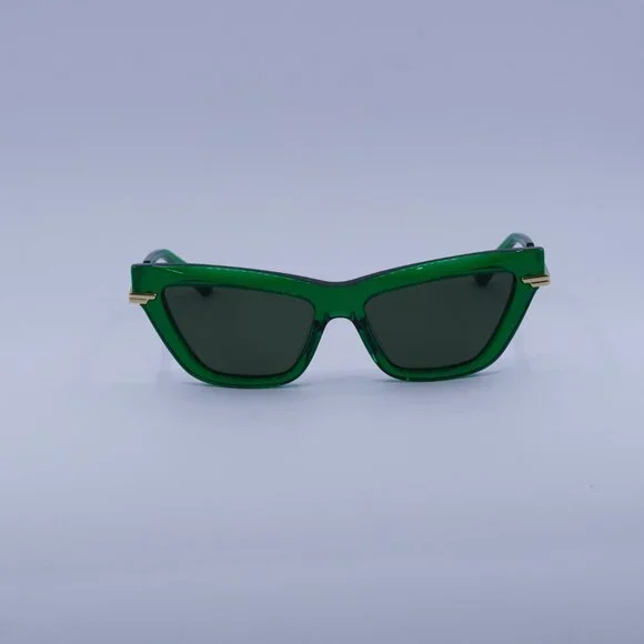 Bottega Veneta BV1241S 003 Sunglasses Green/Gold Cat Eye Frame, Green Lenses